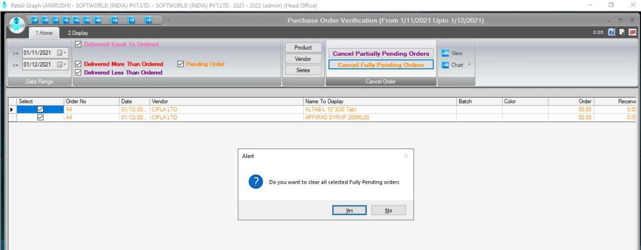 Cancel fully pending items
