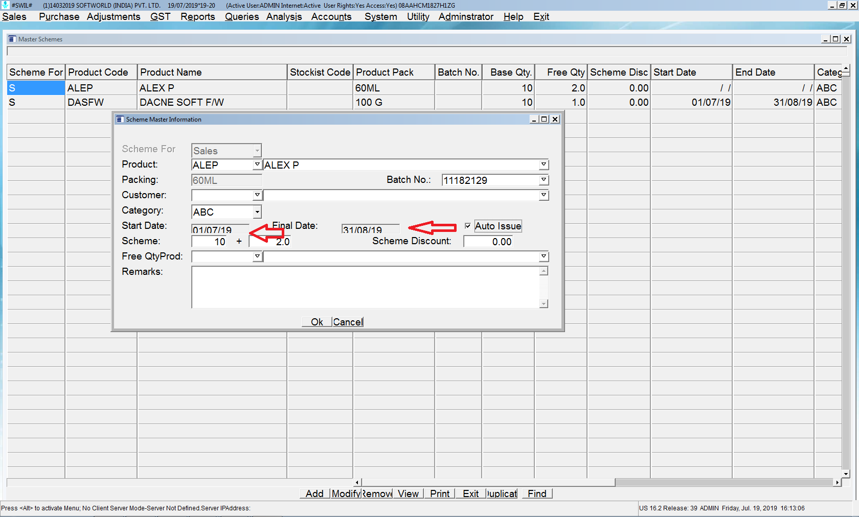 Date wise Scheme