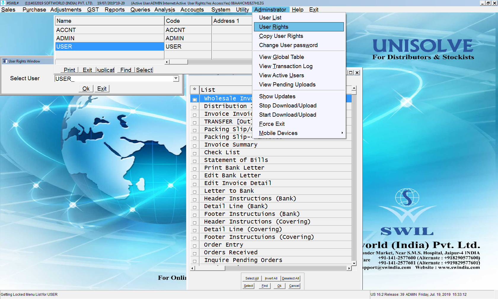 User wise menu Lock and Hide