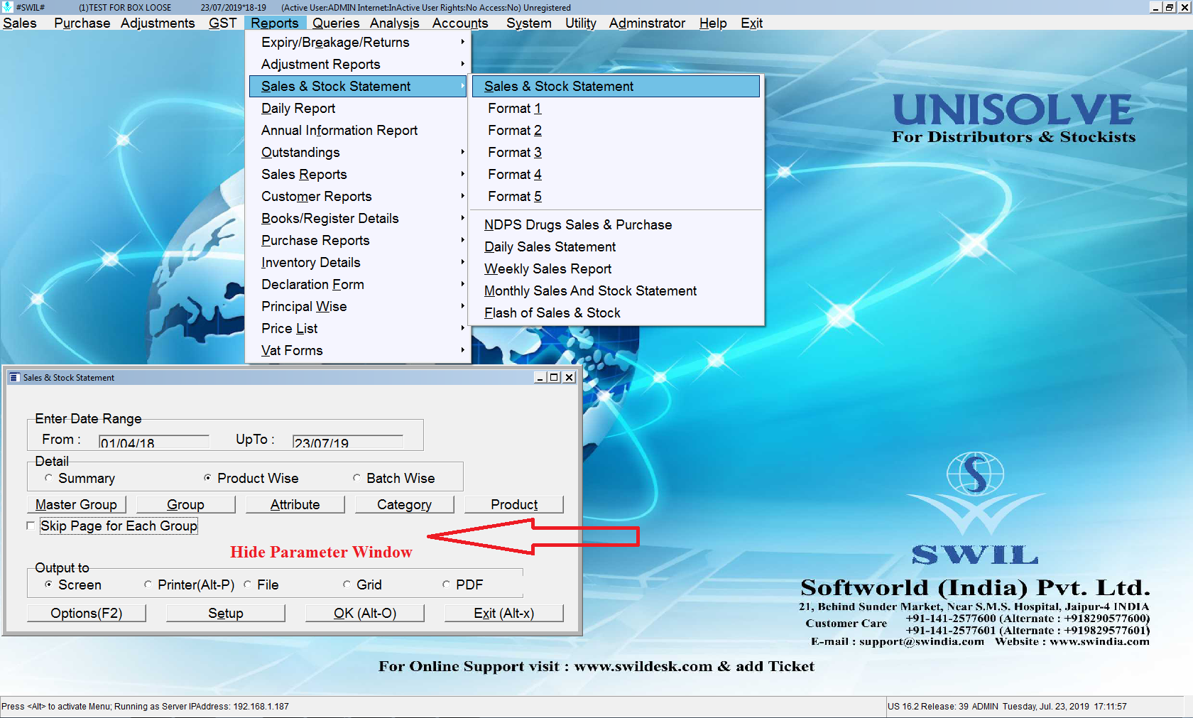 Hide Report Parameters