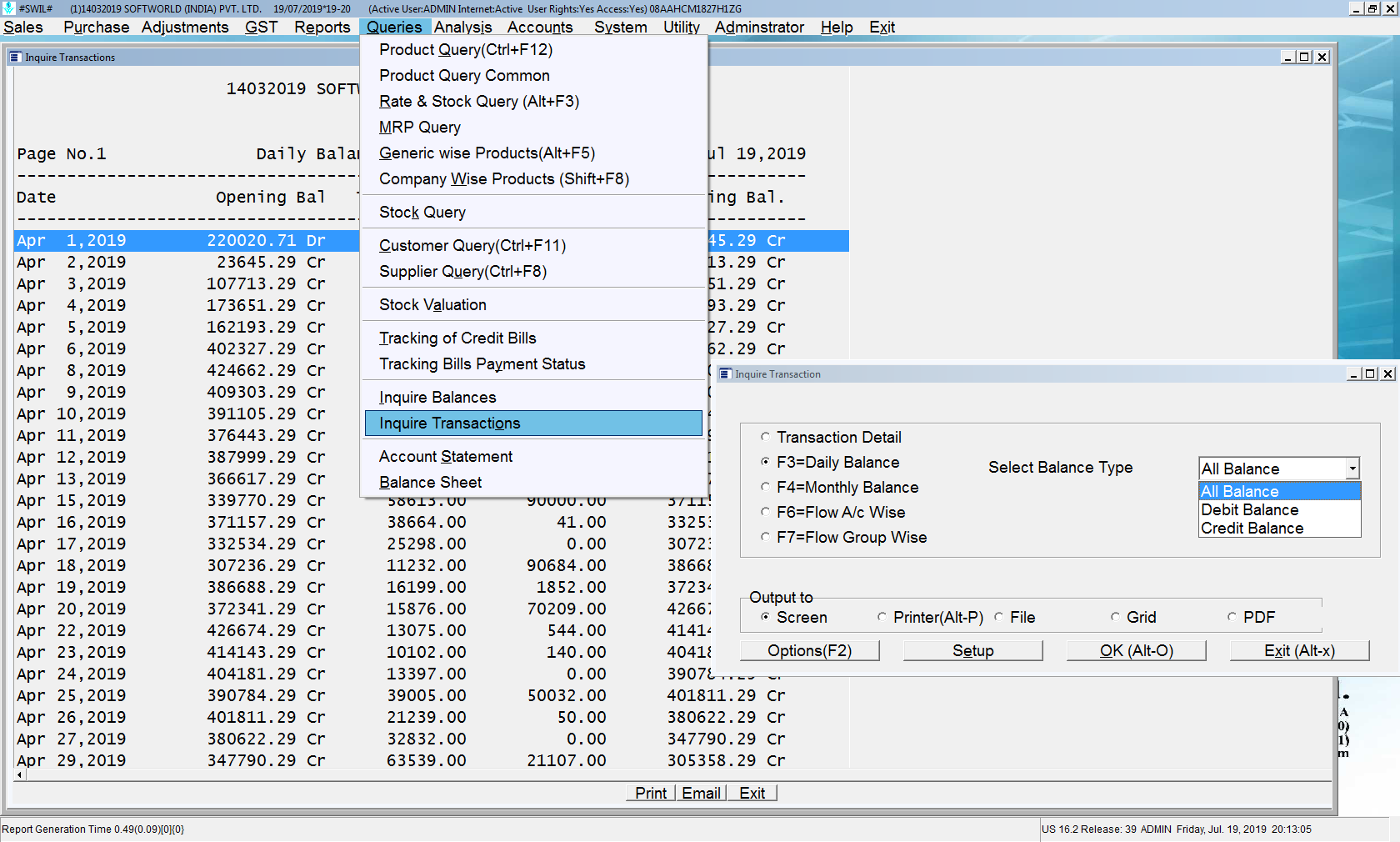 Check Negative Cash Balance
