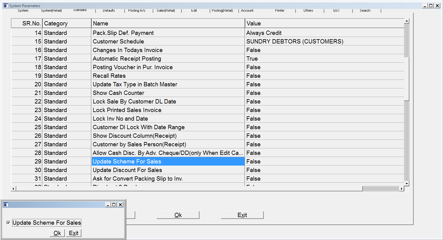 Set Scheme for Sales at the time of Purchase
