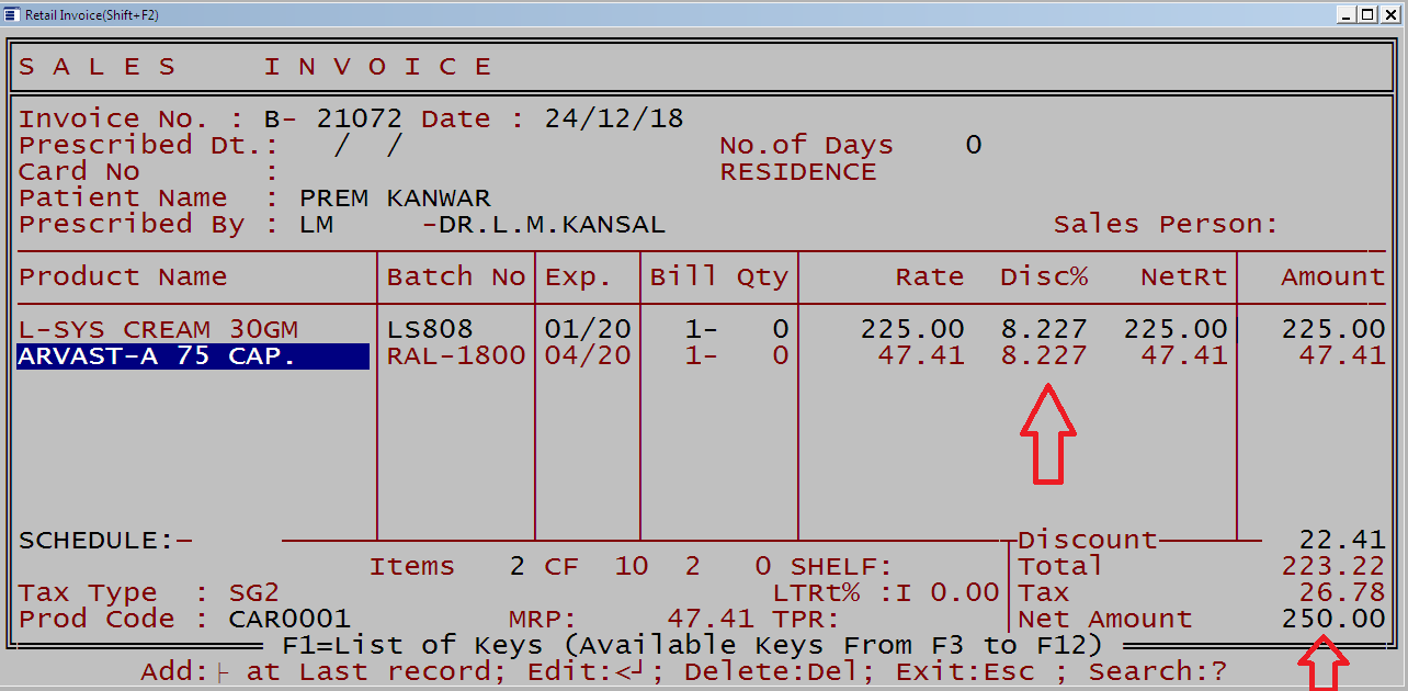 Net Bill Amount