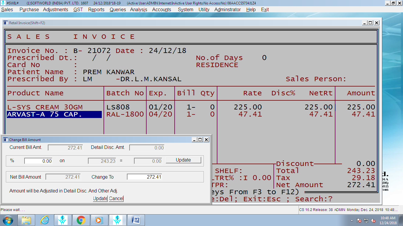 Sales invoice