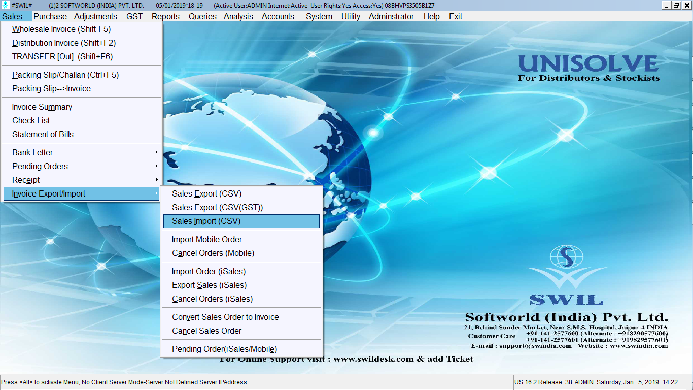 Import Sales Invoice CSV