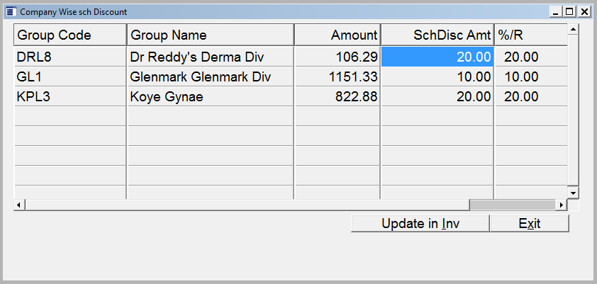 Option to give Scheme Discount Company Wise in Sales Invoice