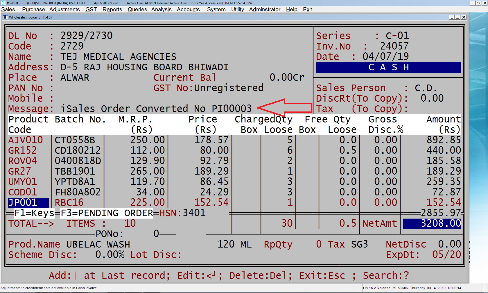 Wholesale Invoice 