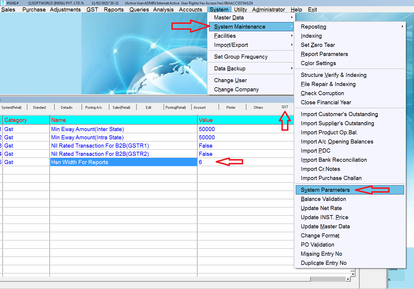 HSN width for Reports