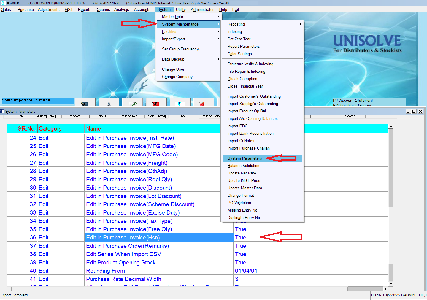 Edit in Purchase Invoice (HSN)