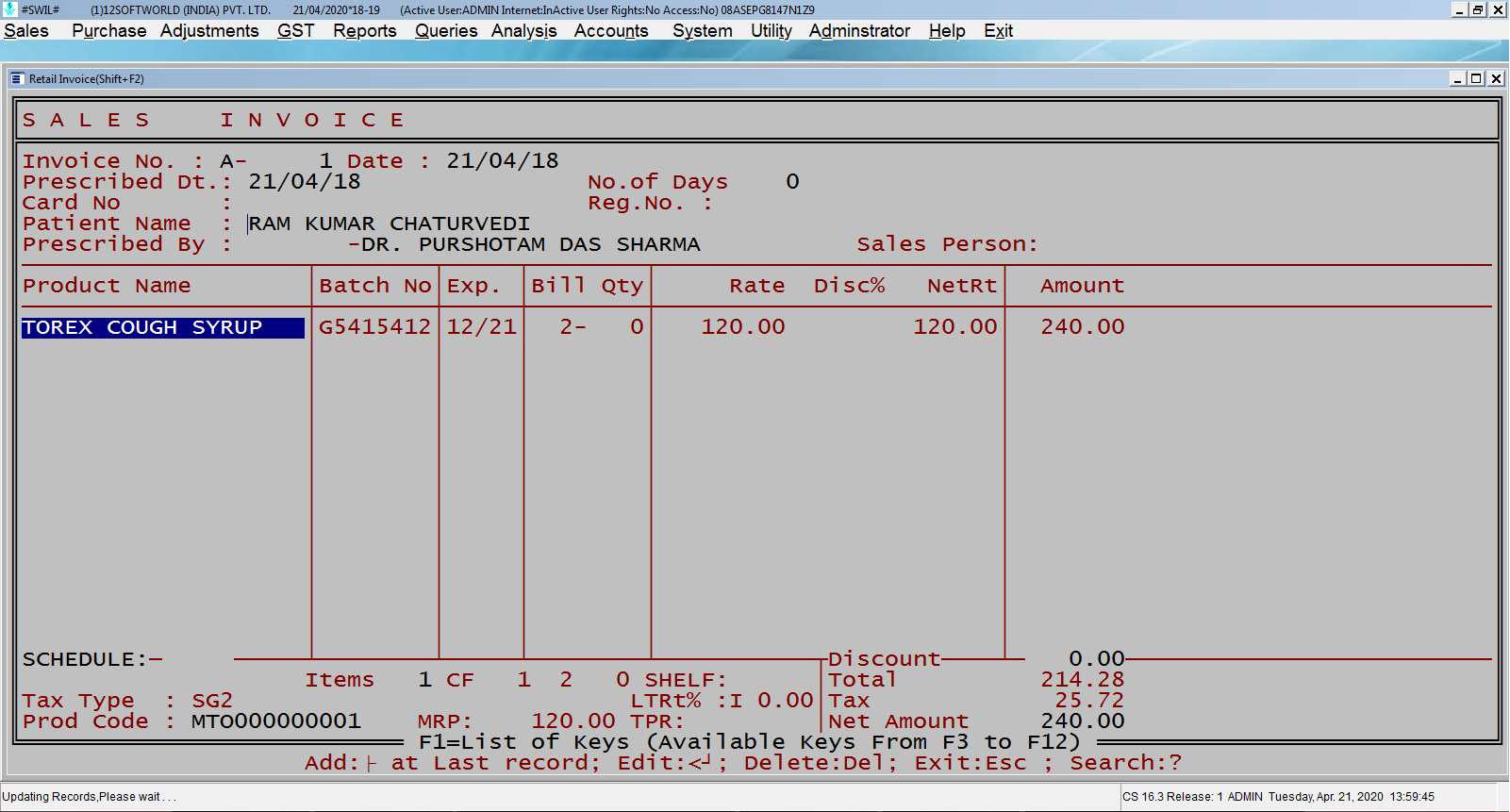 Sales Invoice with selection