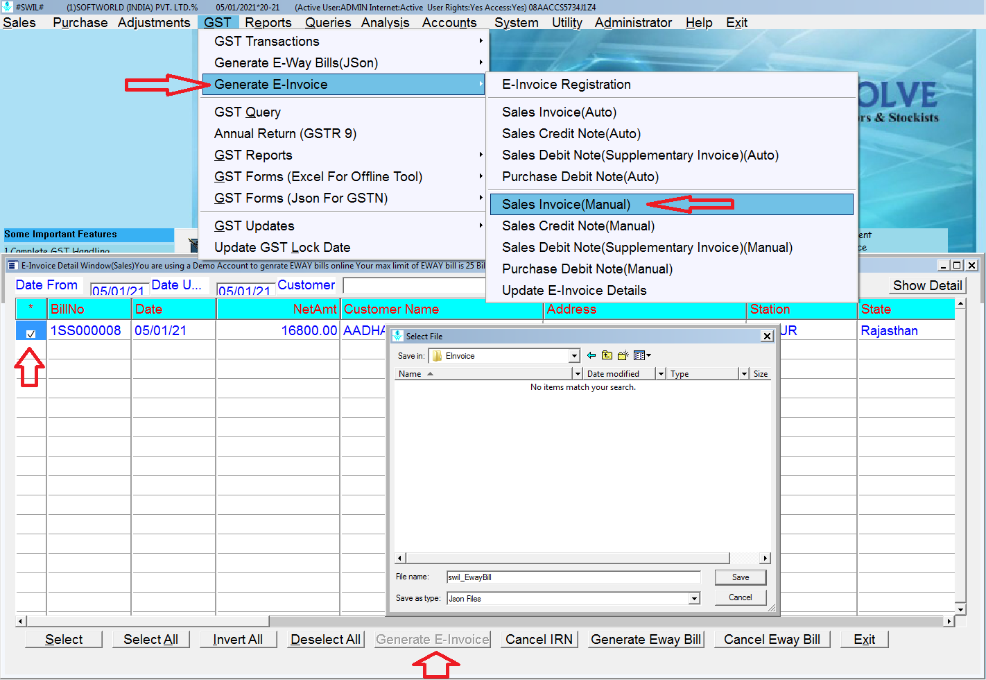 Generate E-Invoice