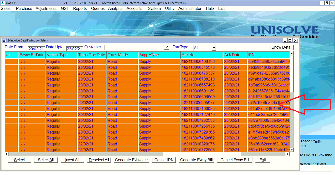 uploaded Sales Invoices