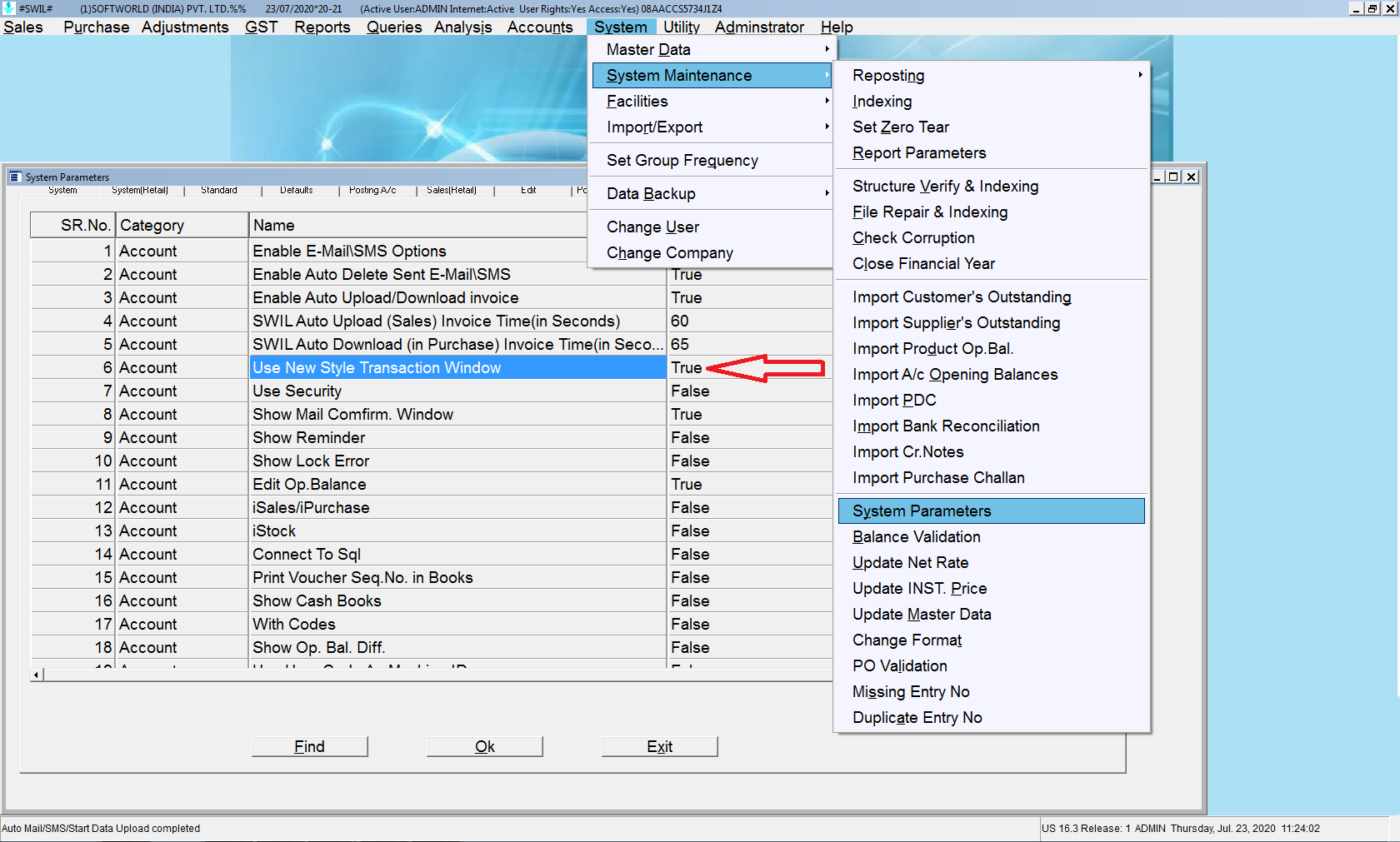 Use New Style Transaction Window