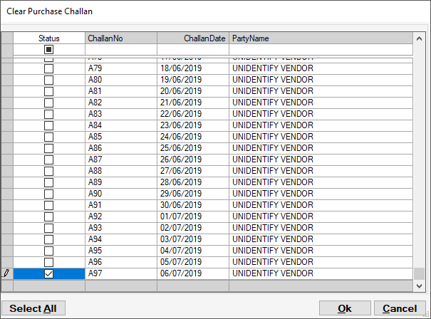 Clear Purchase Challan