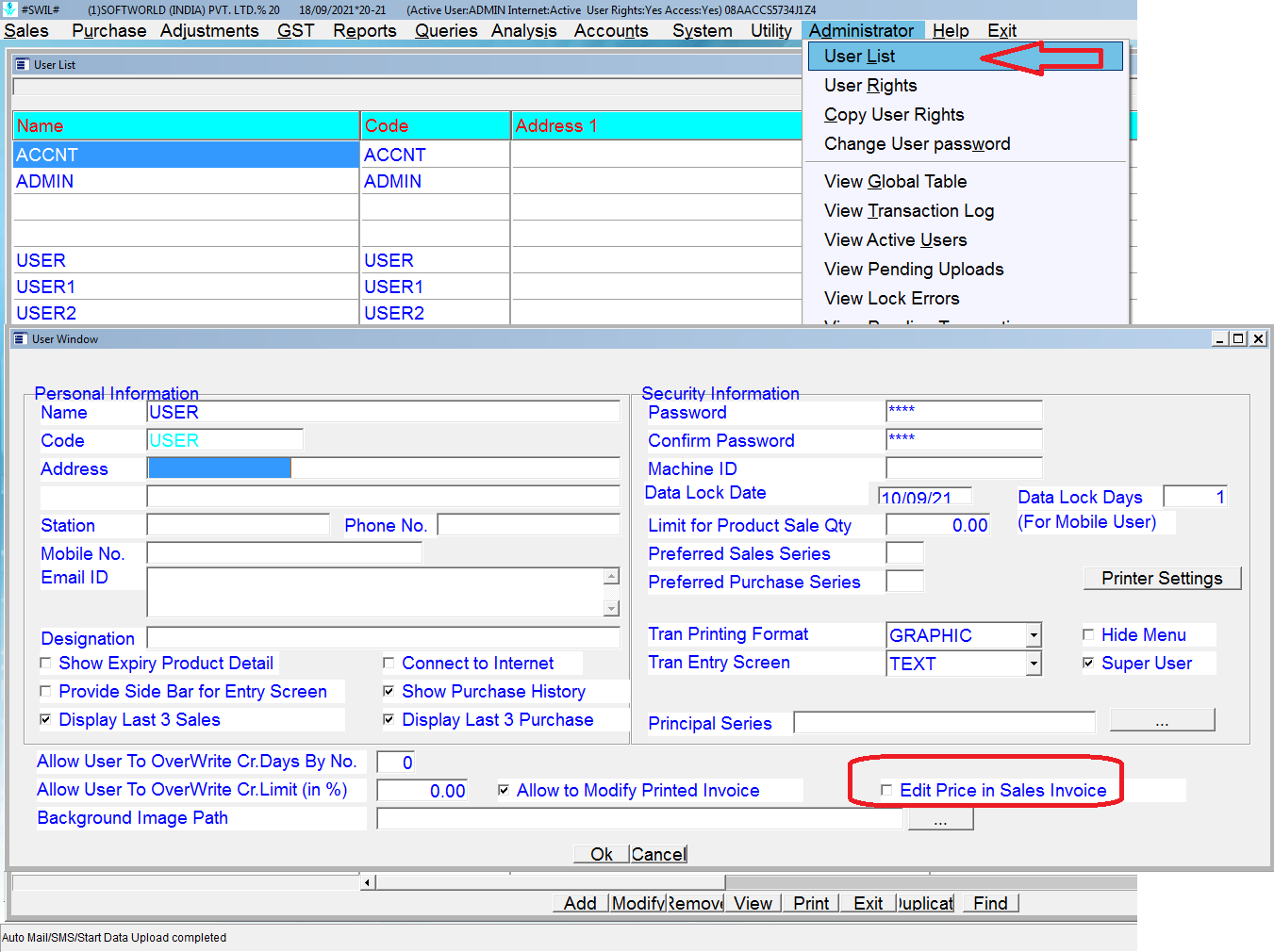 Price in Sales Invoice
