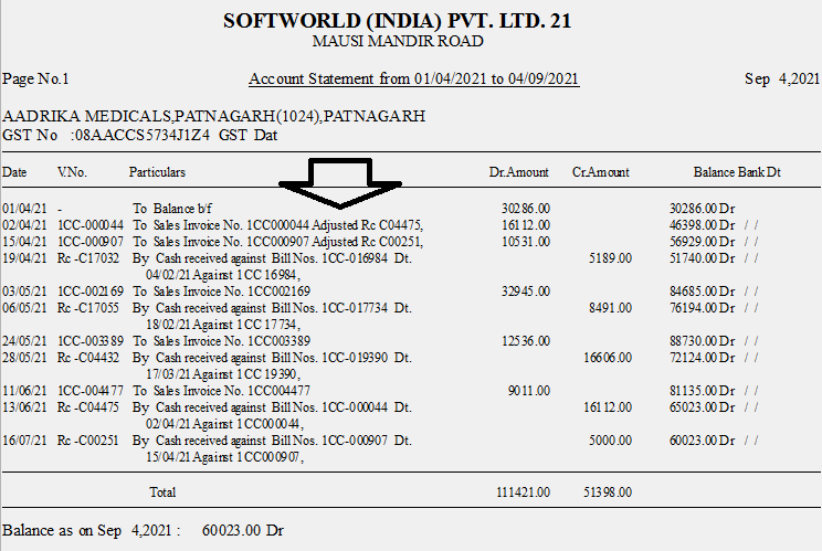 In Unisolve and Cross, how to check the account statement