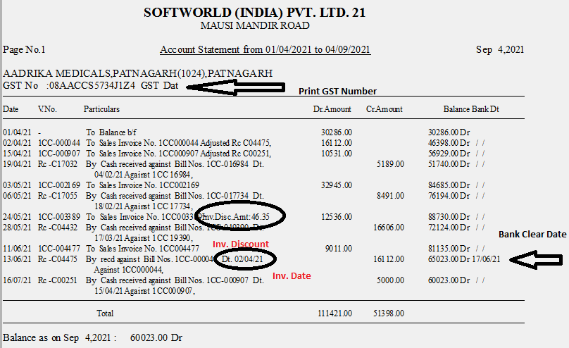 In Unisolve and Cross, how to check the account statement