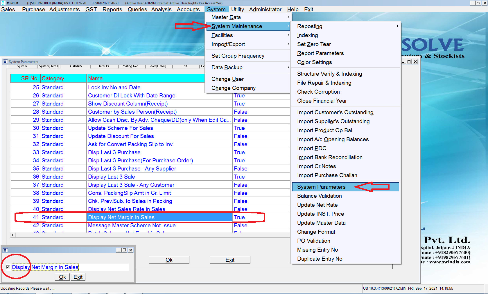 Display Net Margin in Sales