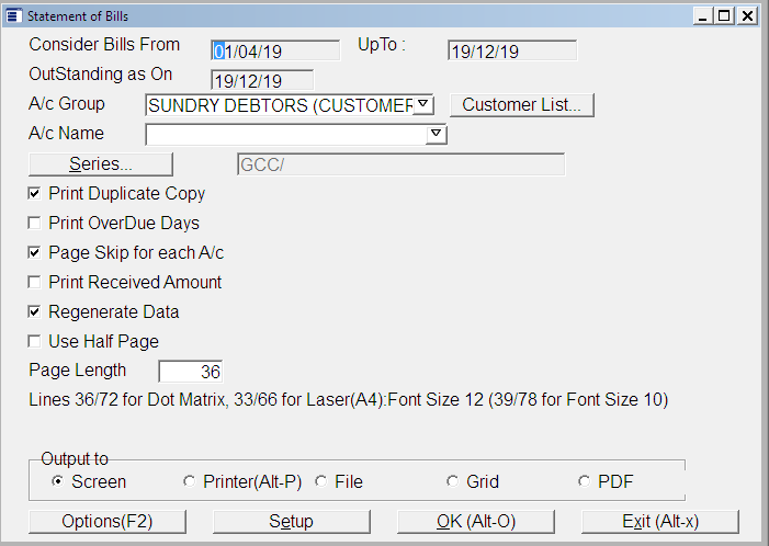 In Unisolve and Cross, how to check the account statement