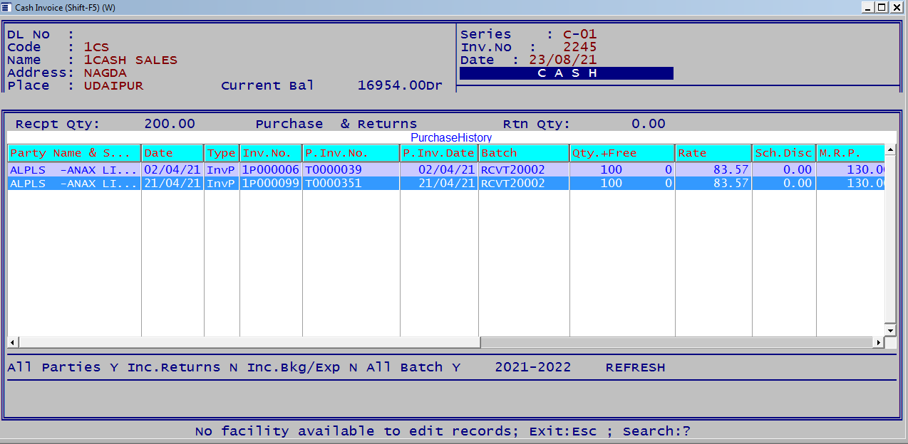 Show Purchase History