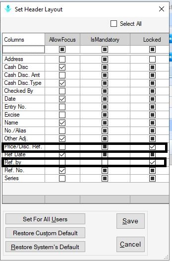 Set header layout