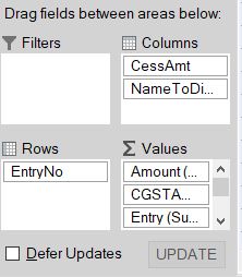 drag and drop the fields in filters
