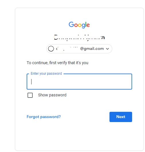 Enter The Gmail Password