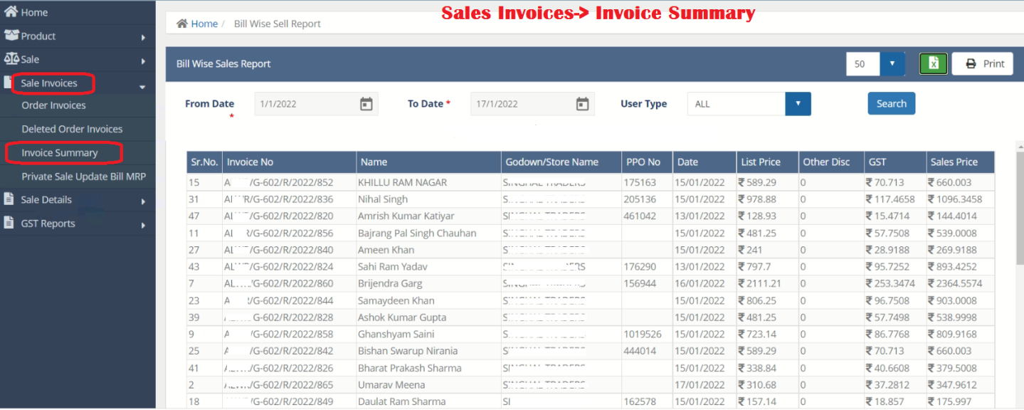 sales invoice