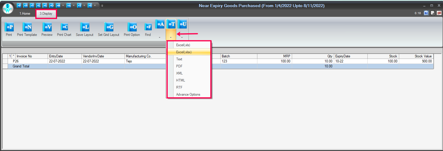 excel format