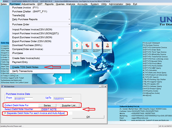 Create TDS Debit notes
