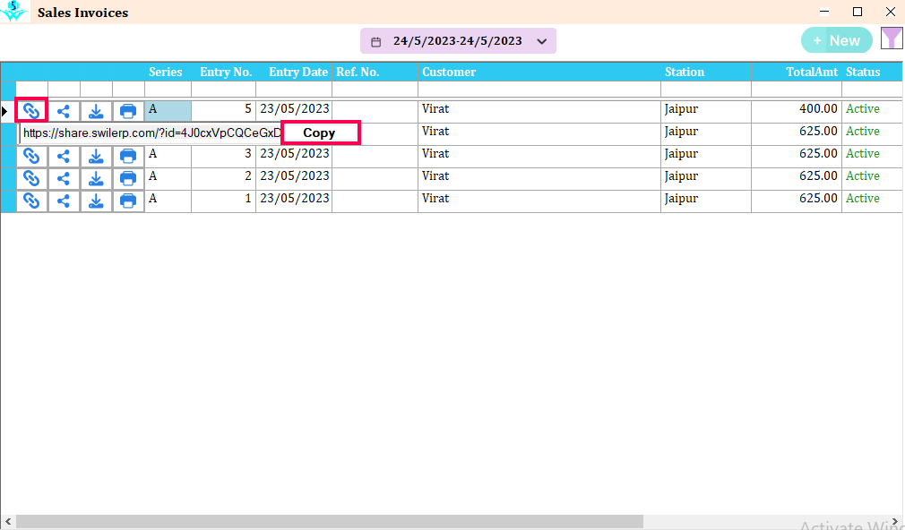 View Invoice Details on SwilShare