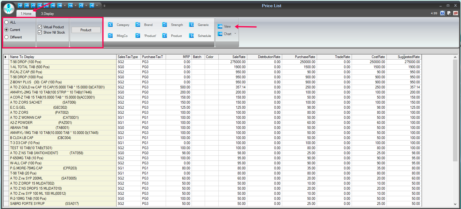 set parameters