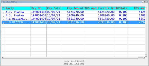 Create TDS Debit Notes