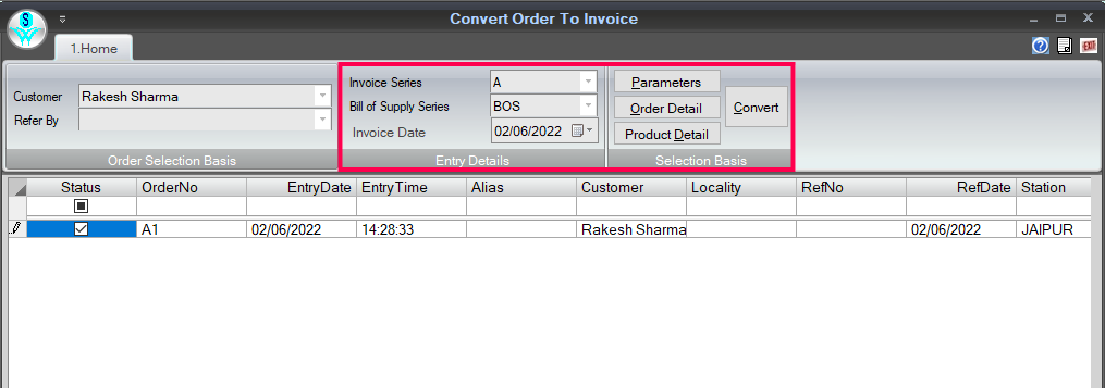 Convert order to invoice.