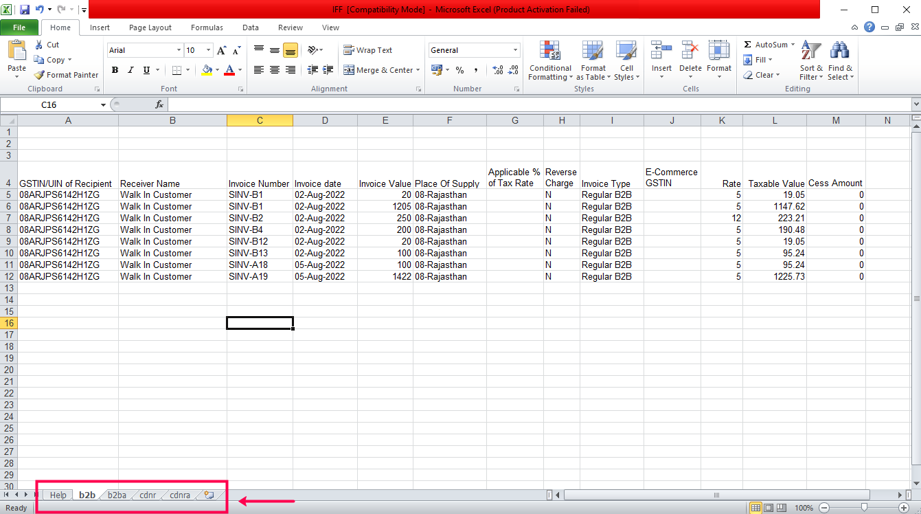 How to Export Invoice Furnishing Facility (IFF) Data in Excel file in