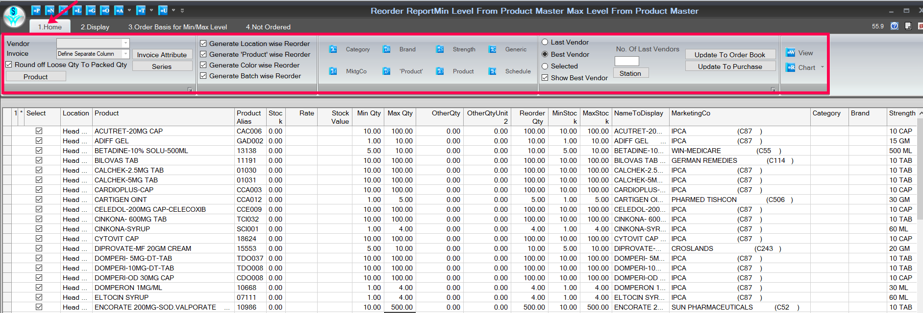 Reorder Report