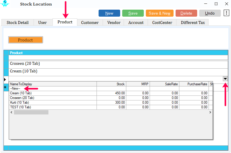 Product tab