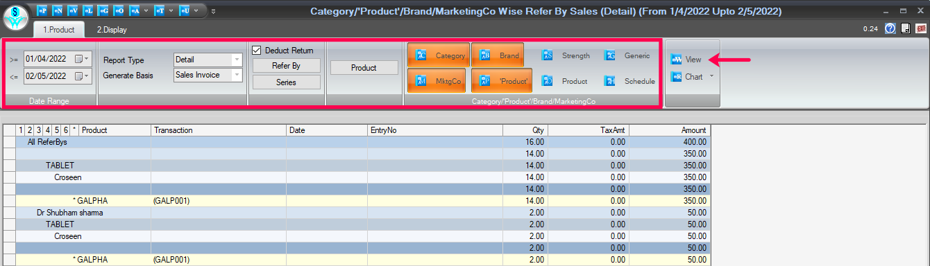Doctor Wise Sales reports Section