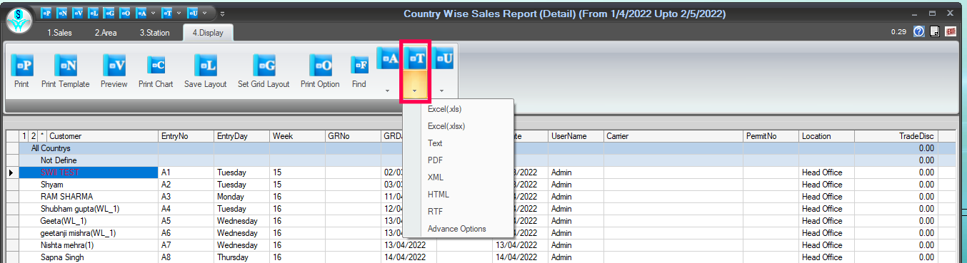 reports into excel format