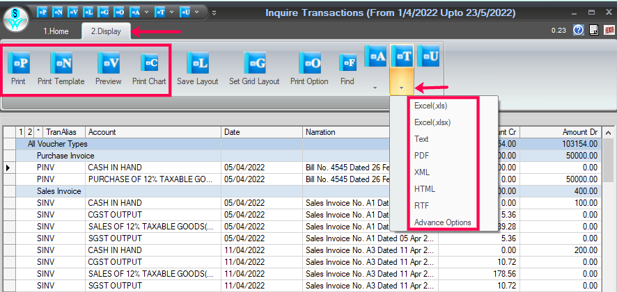 Convert transactions into Excel format