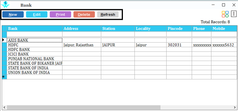 list of bank accounts