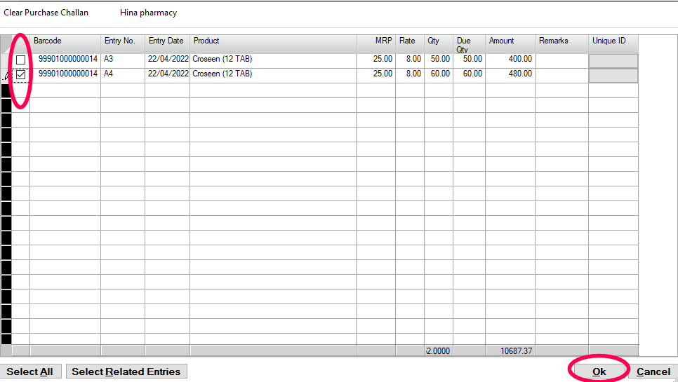 Covert challan in Purchase invoice in retailgraph.