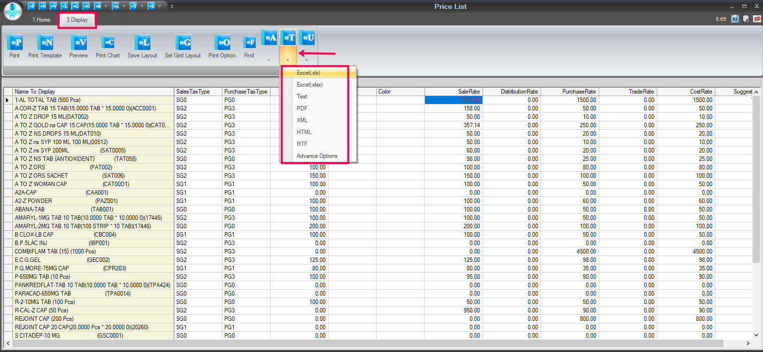 Excel format