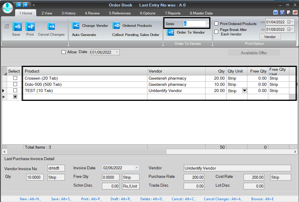 Create Order book in Retailgraph.