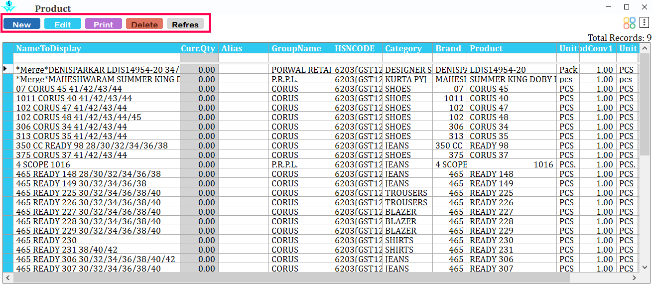 Product list