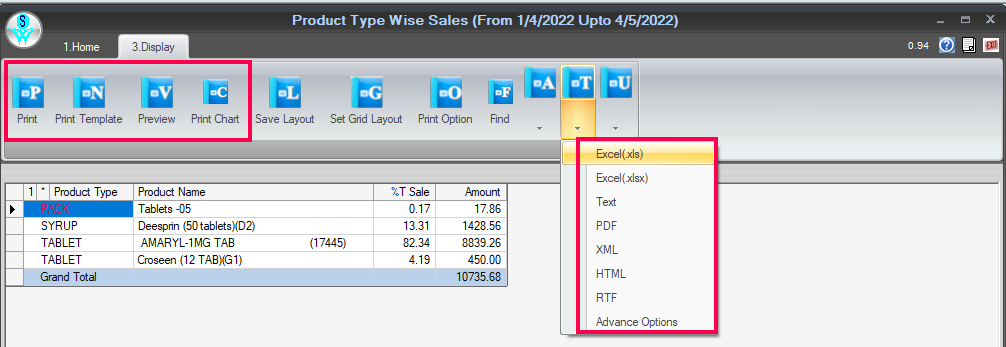 convert your report into excel format