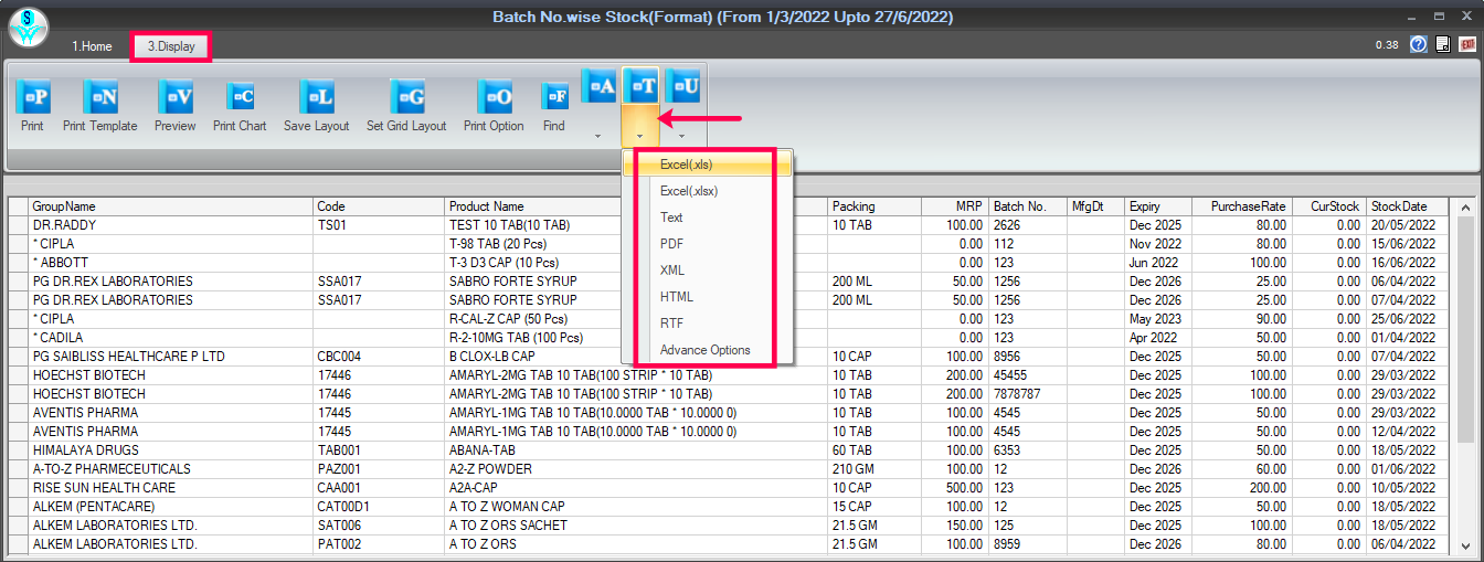 report Into Excel format