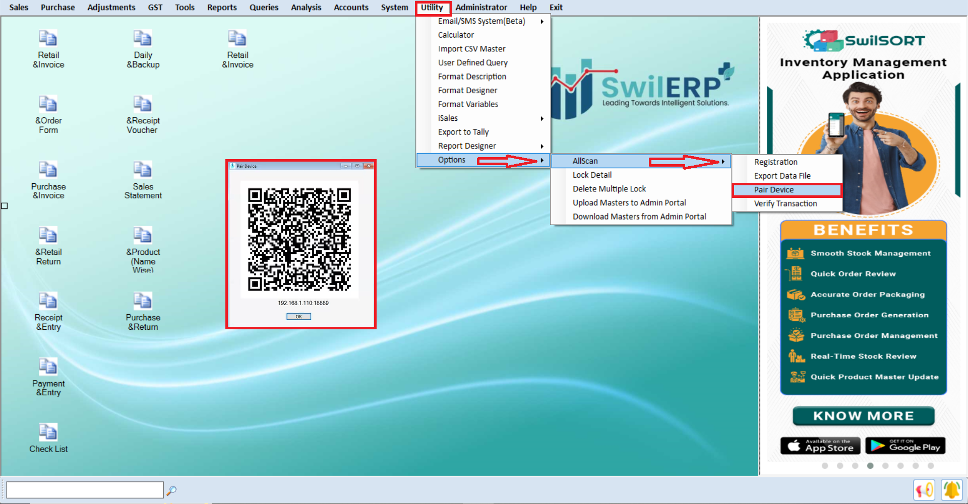 Connect AllScan Application with SwilERP