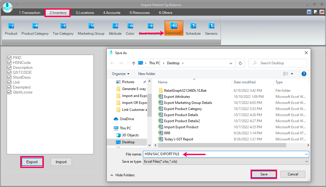 Import and Export HSN SAC
