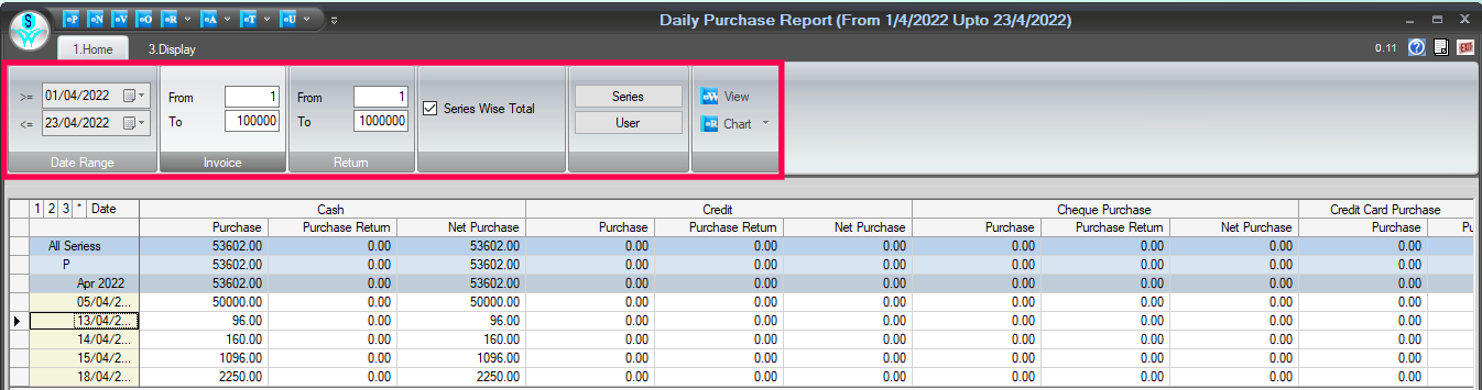 View Daily Purchase Report Reports